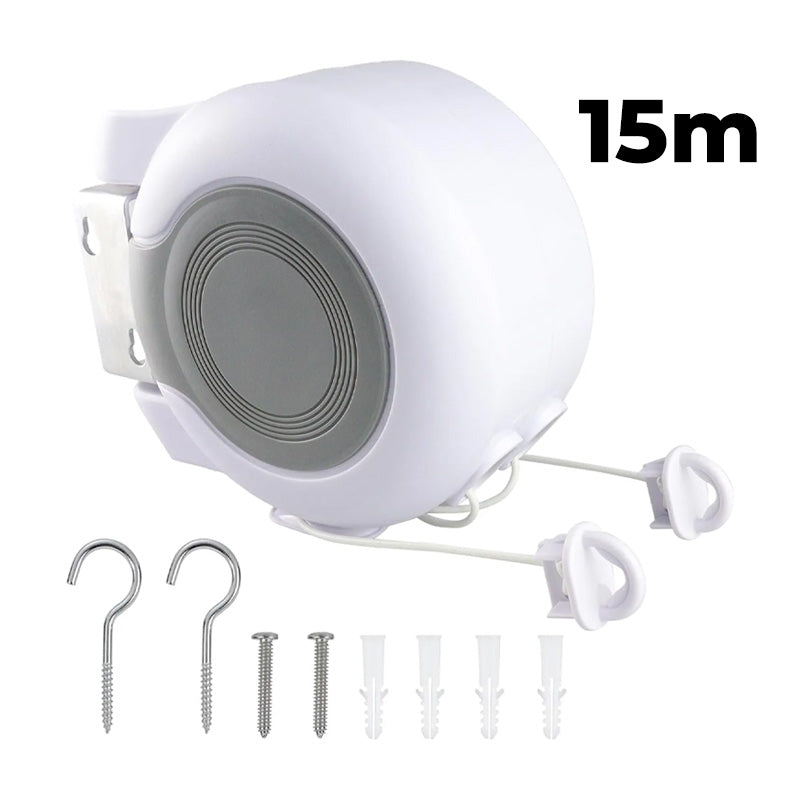 Corde à Linge Rétractable Murale – 30 Mètres, Gain de Place