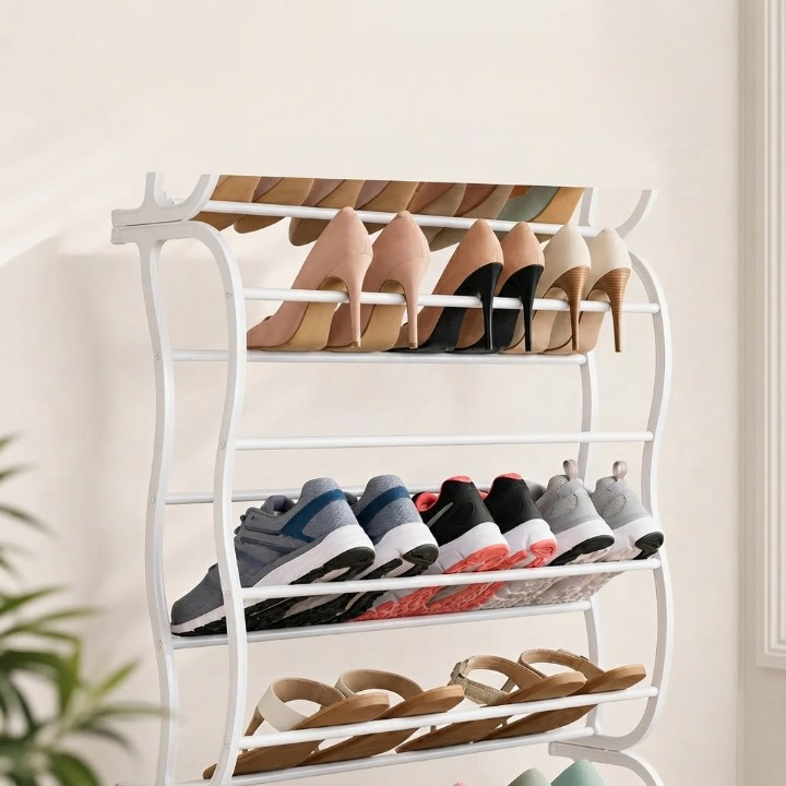 Étagère à chaussures de porte sans perçage avec tablettes inclinées pour jusqu'à 36 paires