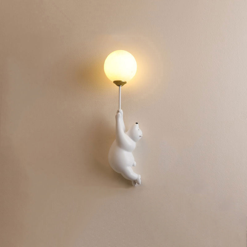 Lampe murale LED ours avec ballon – Éclairage décoratif blanc chaud