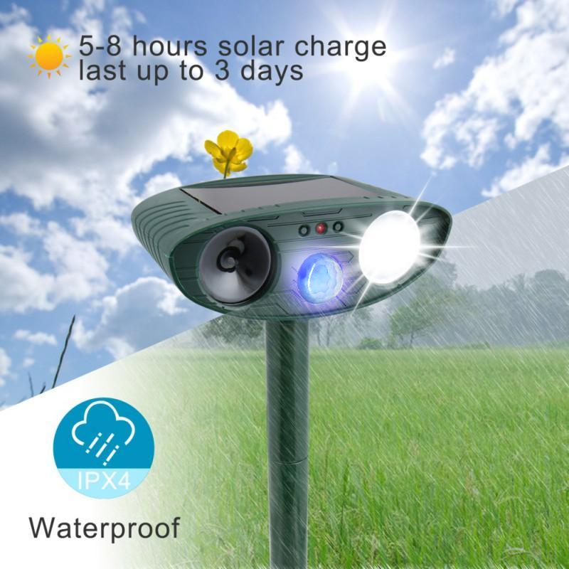 Répulsif Animalier Ultrasonique Solaire avec Capteur de Mouvement PIR