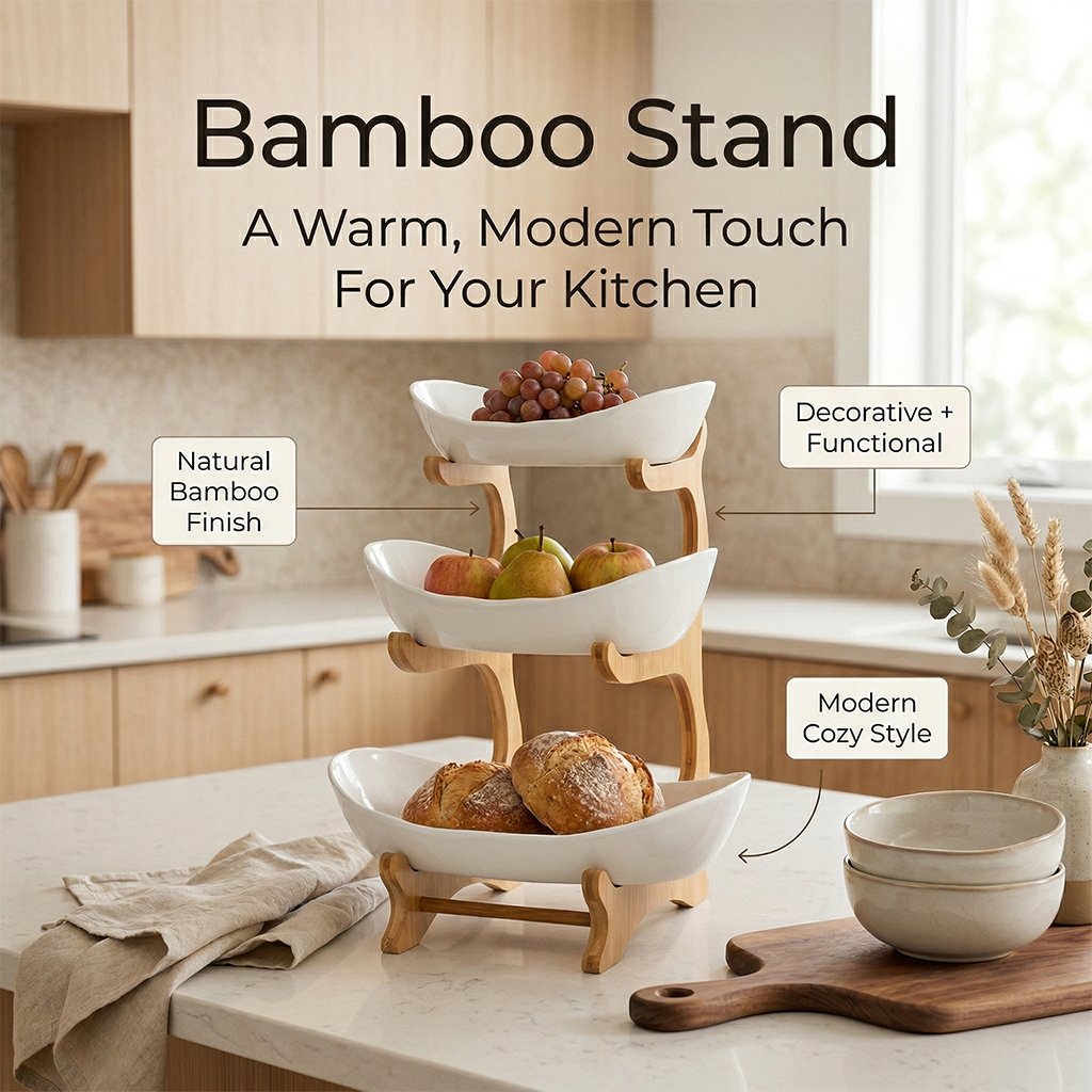 Corbeille à Fruits 3 Étages en Bambou – Rangement Cuisine Gain de Place