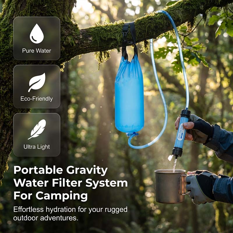 Filtre à Eau par Gravité Portable 2L pour Camping et Randonnée