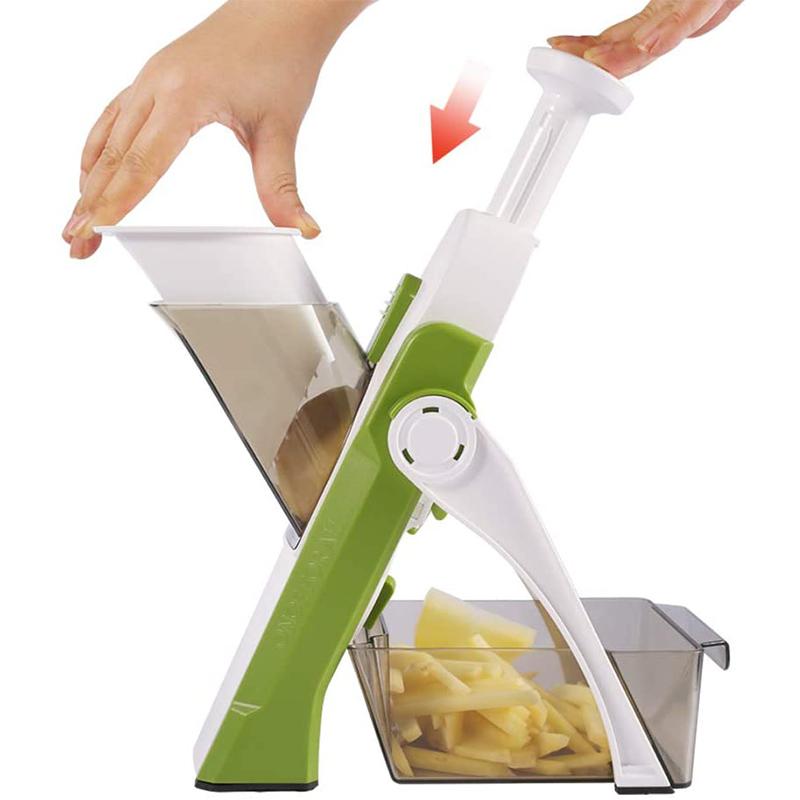 Mandoline de cuisine avec protection des doigts – Coupe légumes réglable