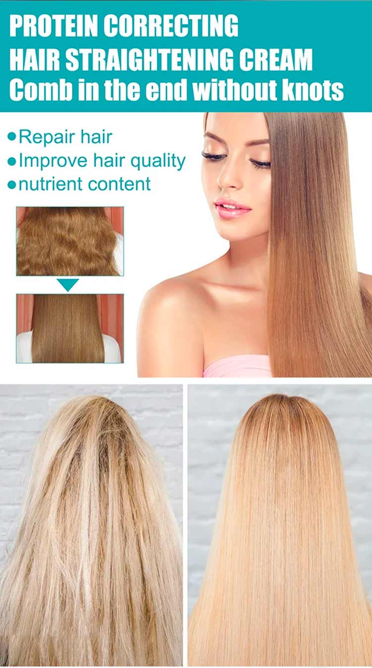 Crème Lissante Capillaire à la Kératine pour Cheveux Lisses et Brillants