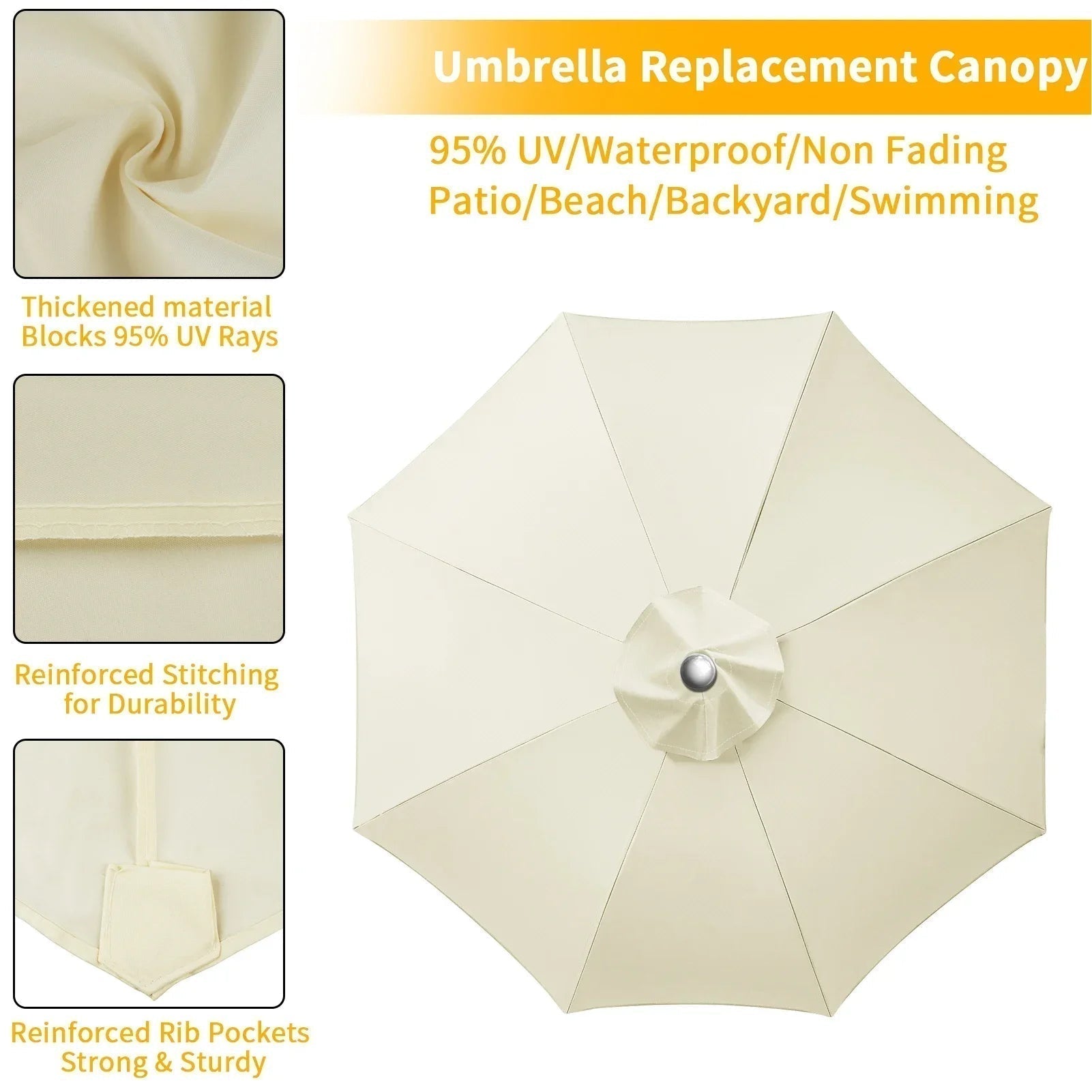 Housse de Parasol Imperméable avec Ventilation pour Jardin et Terrasse