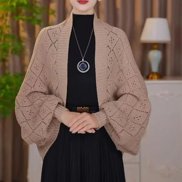 Gilet Femme Col Écharpe Intégré – Tricot Chaud et Élégant