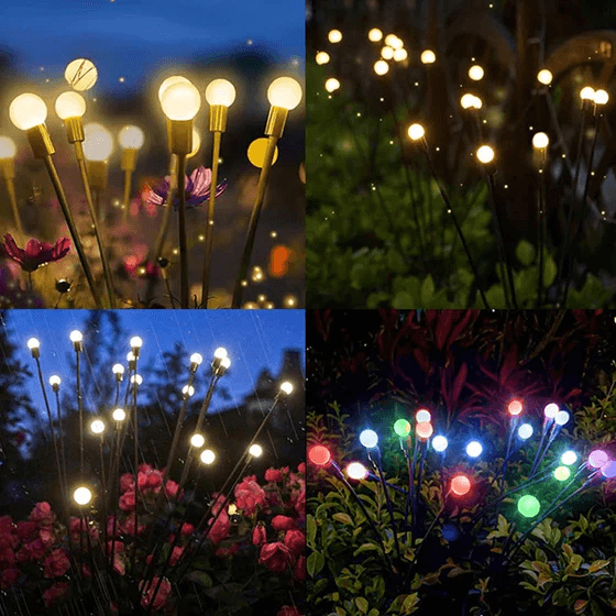 Lampe Solaire Jardin LED Effet Lucioles – Éclairage Extérieur Automatique