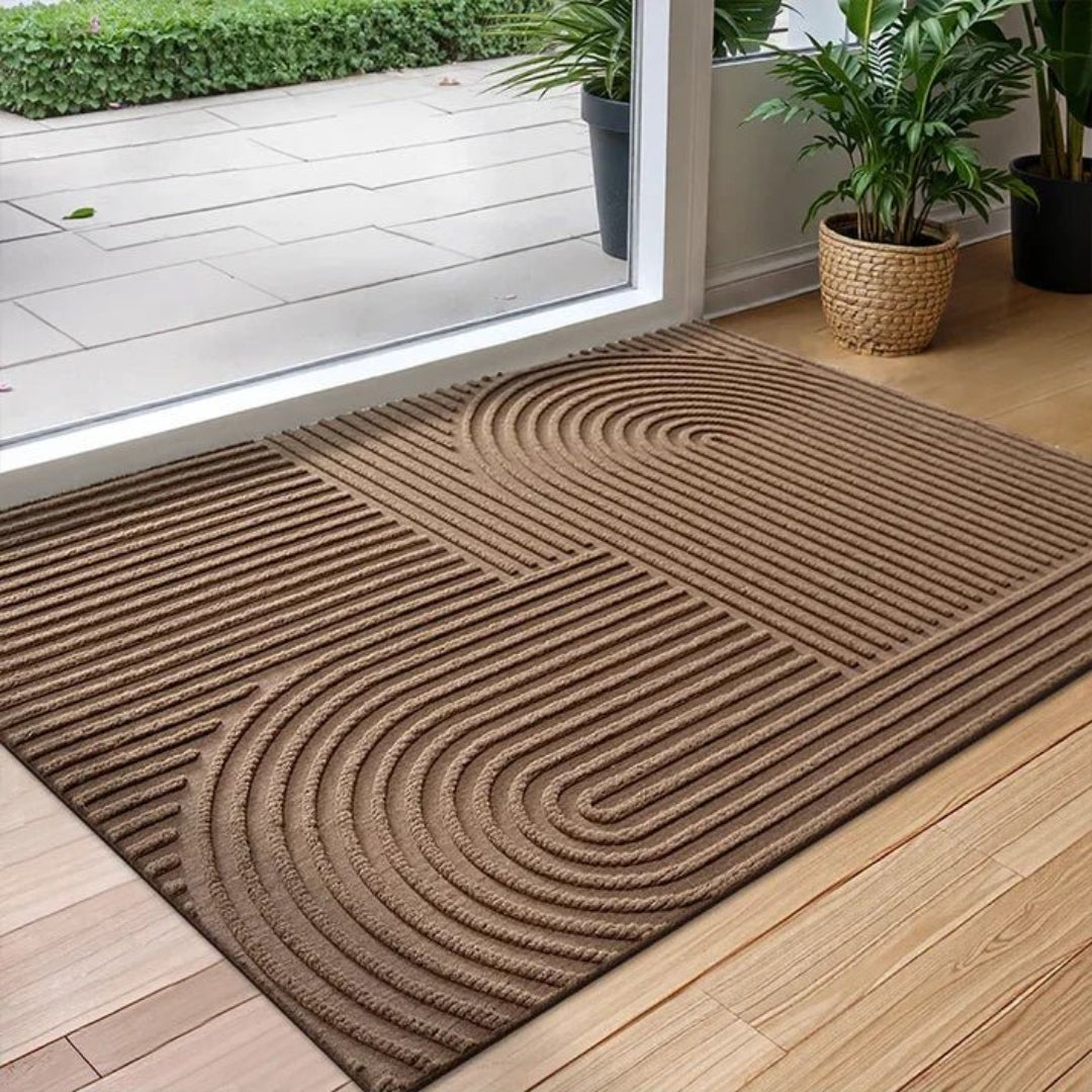 Tapis d'entrée à motif géométrique avec dessous antidérapant