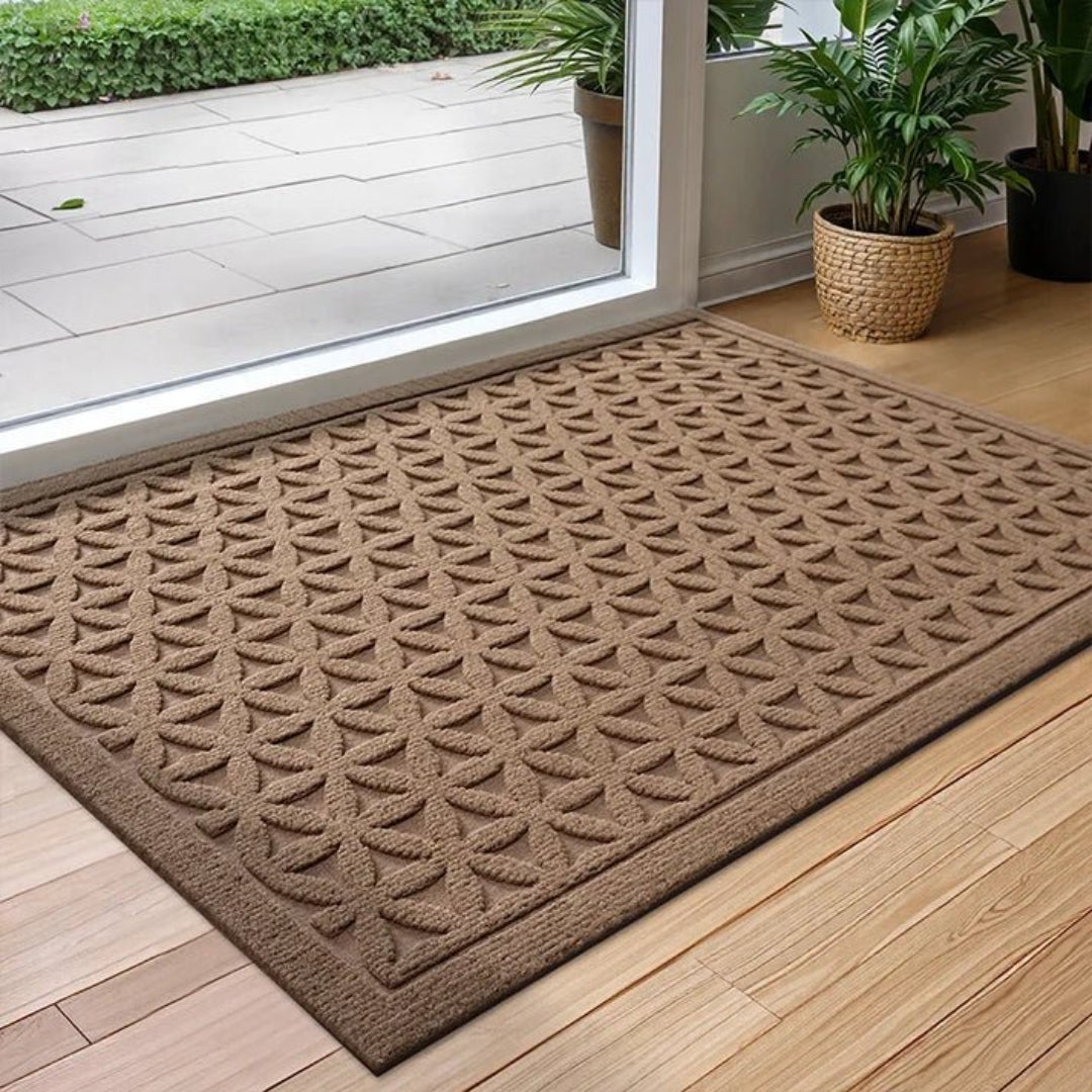 Tapis d'entrée à motif géométrique avec dessous antidérapant