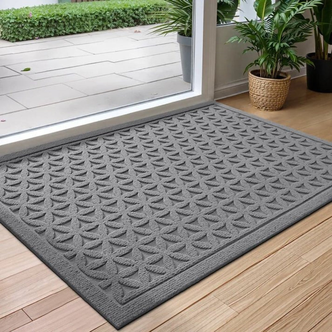 Tapis d'entrée à motif géométrique avec dessous antidérapant