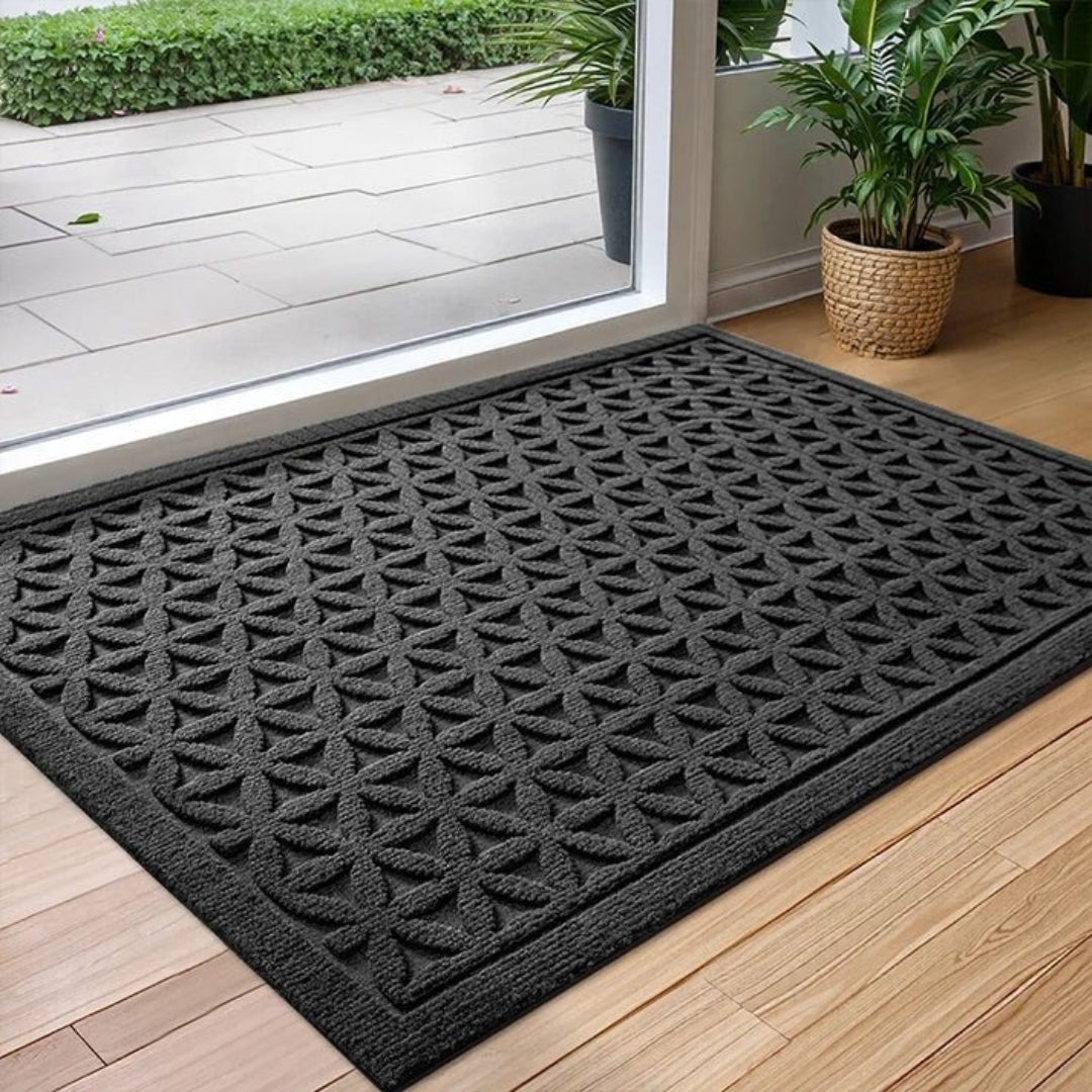 Tapis d'entrée à motif géométrique avec dessous antidérapant