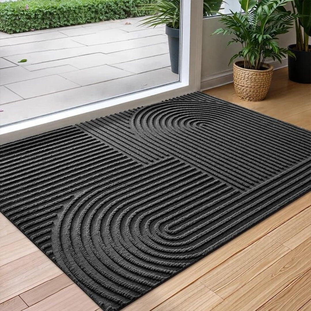 Tapis d'entrée à motif géométrique avec dessous antidérapant