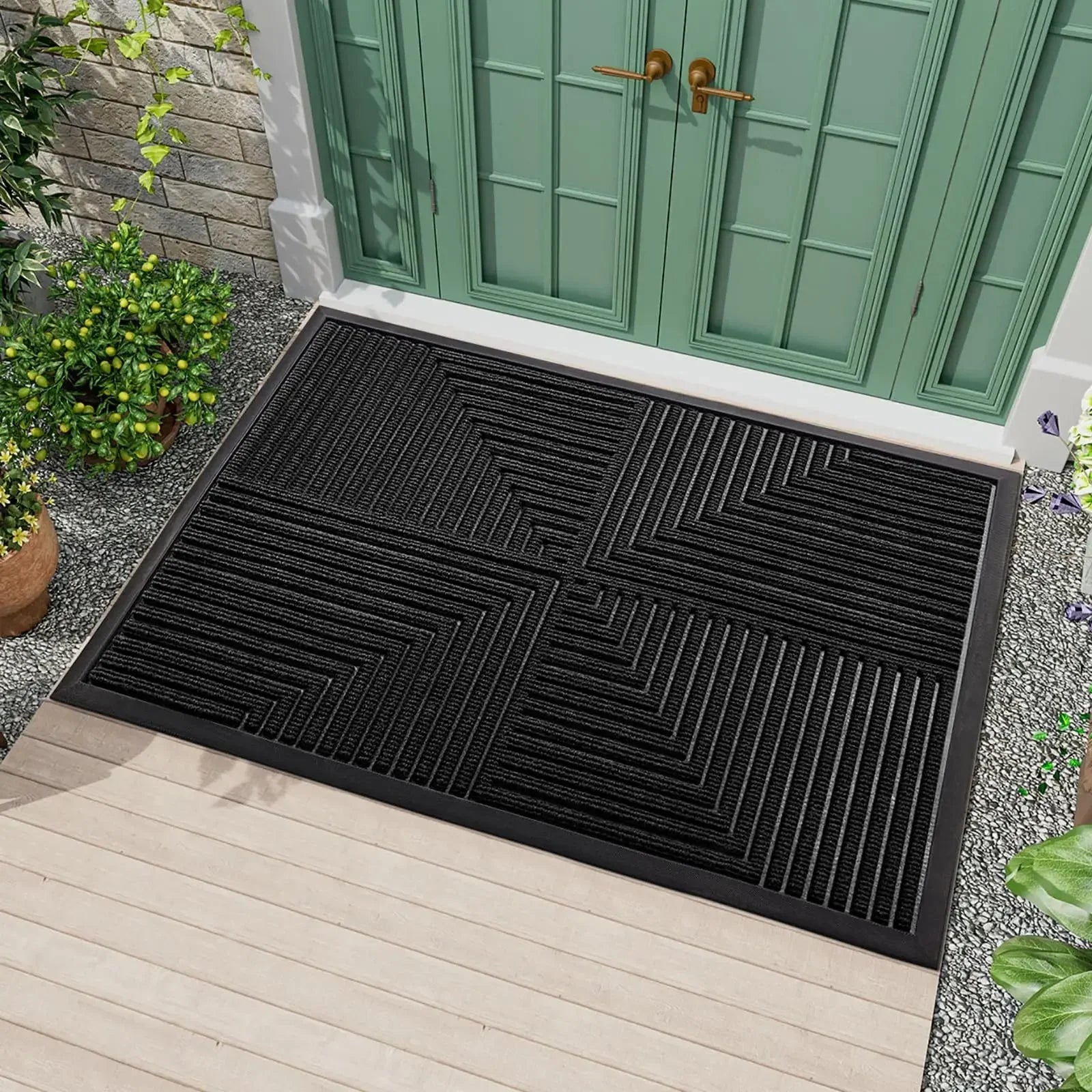 Tapis de porte à motif géométrique – antidérapant pour intérieur et extérieur