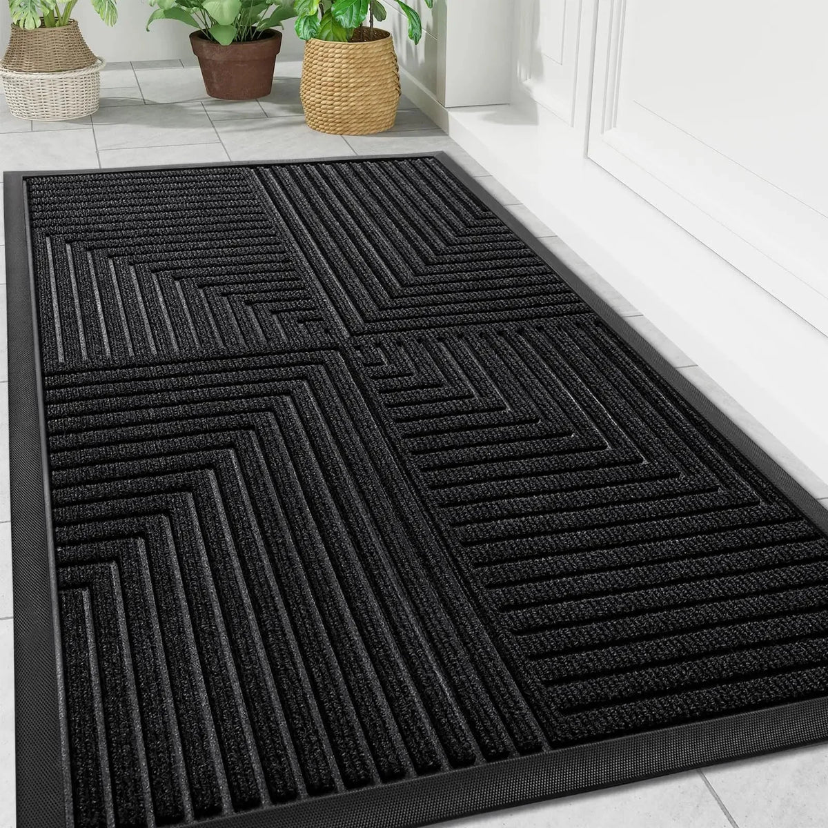 Tapis de porte à motif géométrique – antidérapant pour intérieur et extérieur