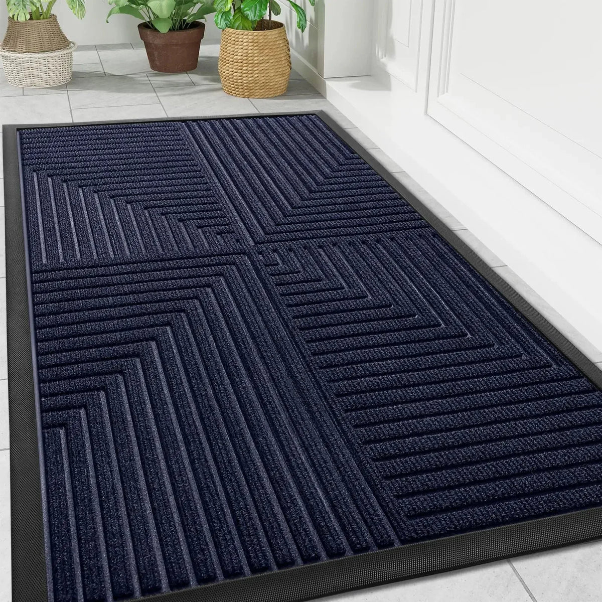 Tapis de porte à motif géométrique – antidérapant pour intérieur et extérieur