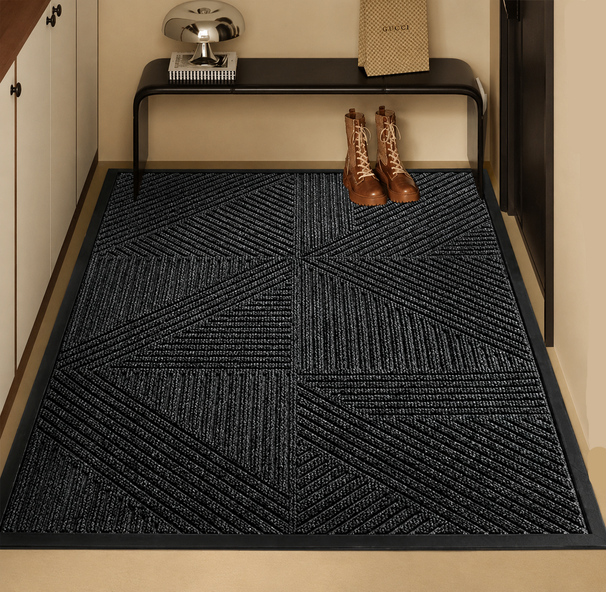 Tapis de porte à motif géométrique – antidérapant pour intérieur et extérieur