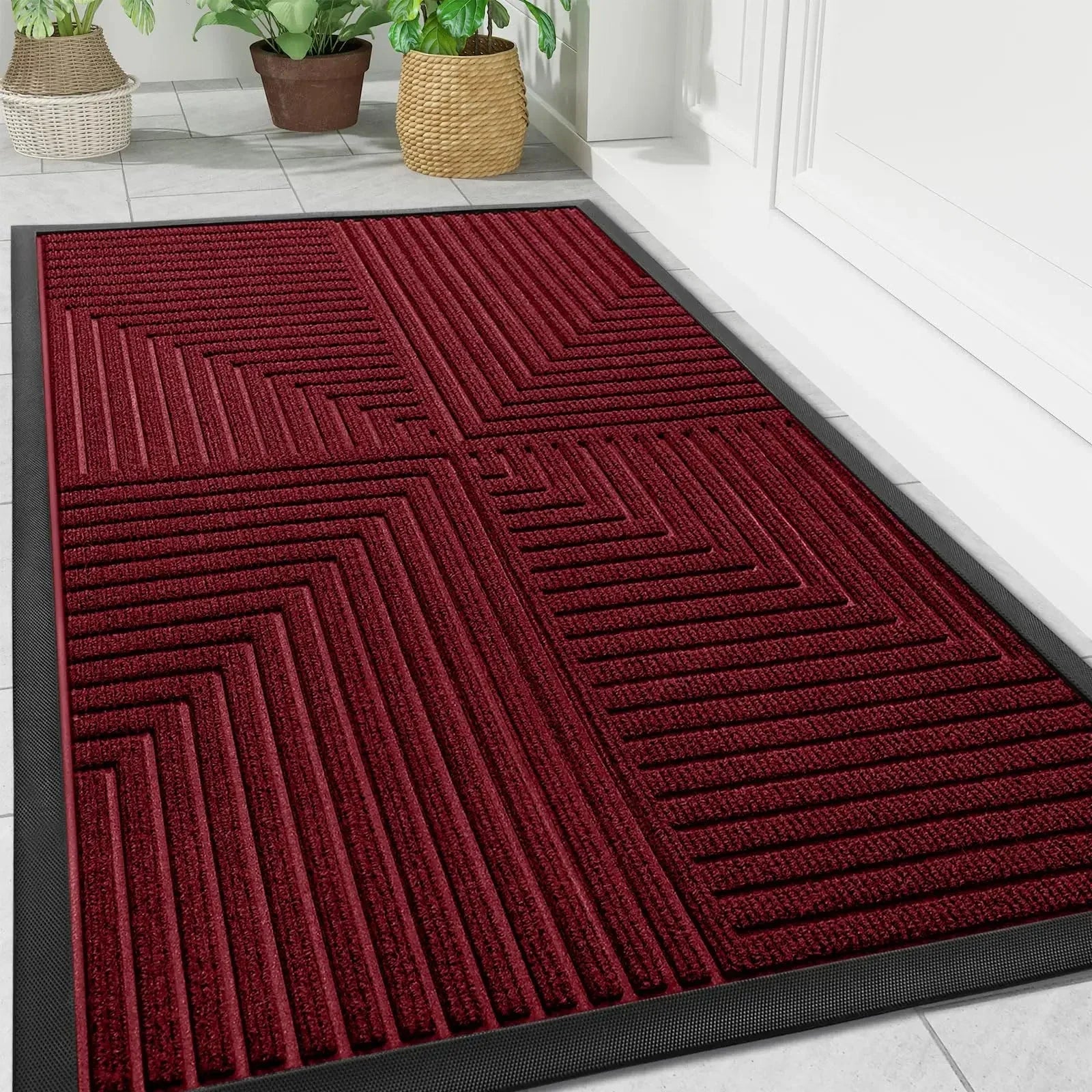 Tapis de porte à motif géométrique – antidérapant pour intérieur et extérieur
