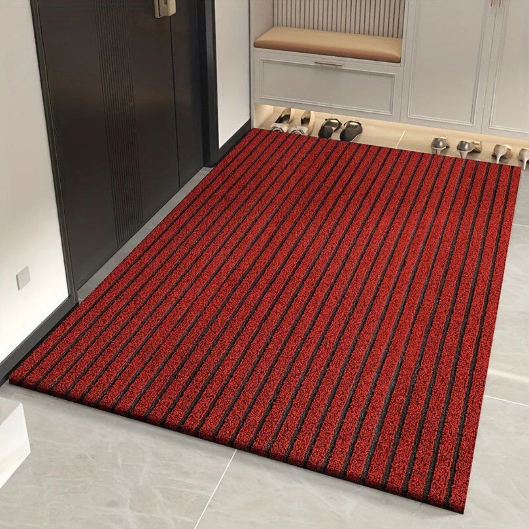 Tapis d'entrée intérieur et extérieur avec dessous antidérapant et design à rayures