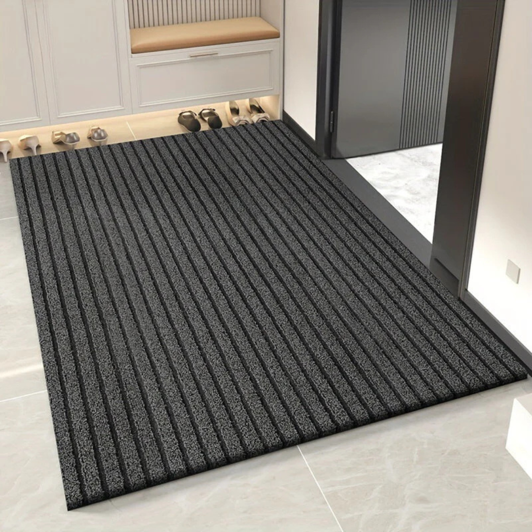 Tapis d'entrée intérieur et extérieur avec dessous antidérapant et design à rayures