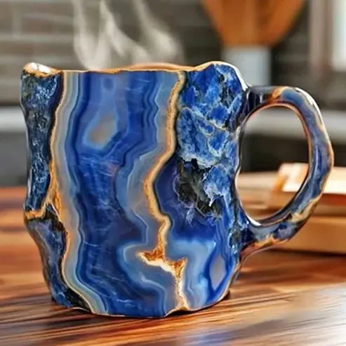 Tasse à café en pierre minérale naturelle faite à la main – Jaspe, Onyx, Quartz