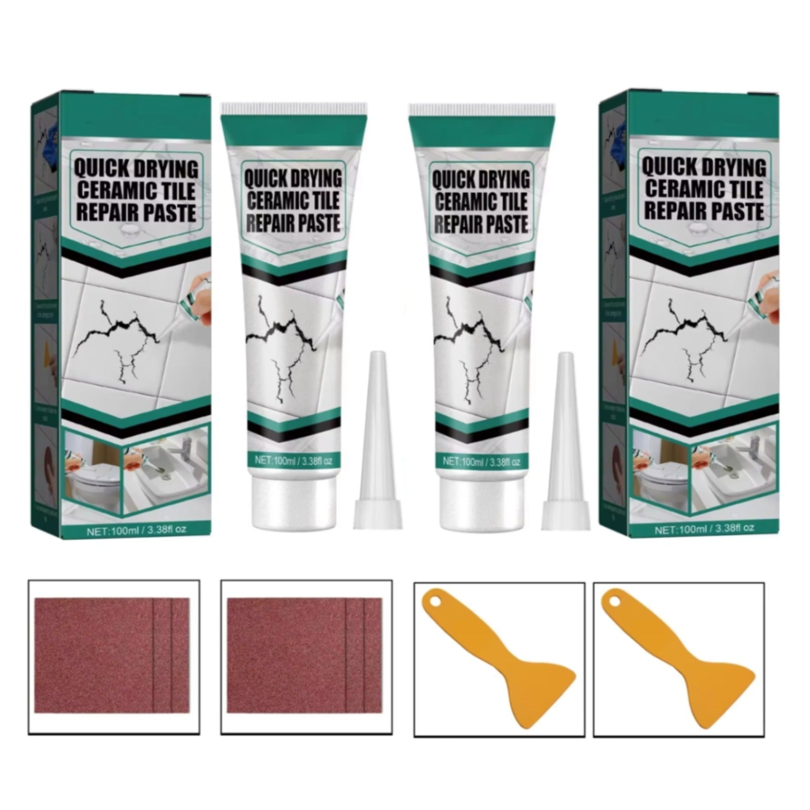 Pâte de réparation pour carrelage – fissures et éclats – lot de 2