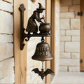Cloche de porte en fonte avec motif sorcière – Bronze antique pour extérieur