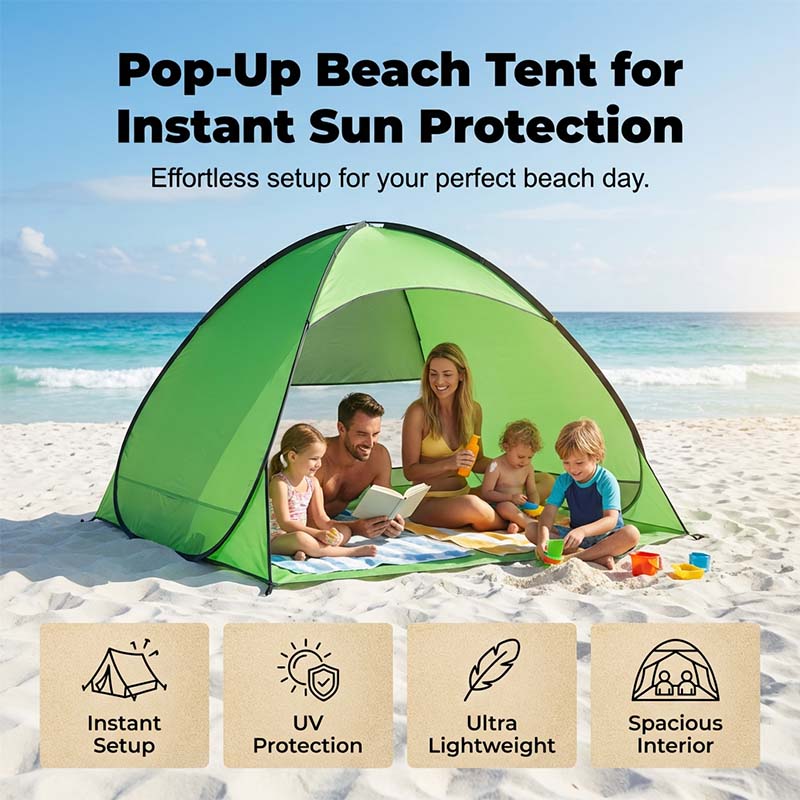 Tente de plage pop-up anti-UV avec ventilation mesh pour famille
