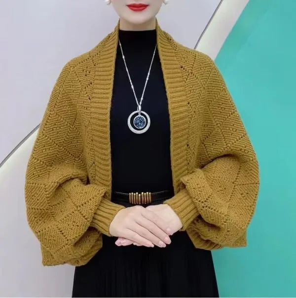 Gilet Femme Col Écharpe Intégré – Tricot Chaud et Élégant