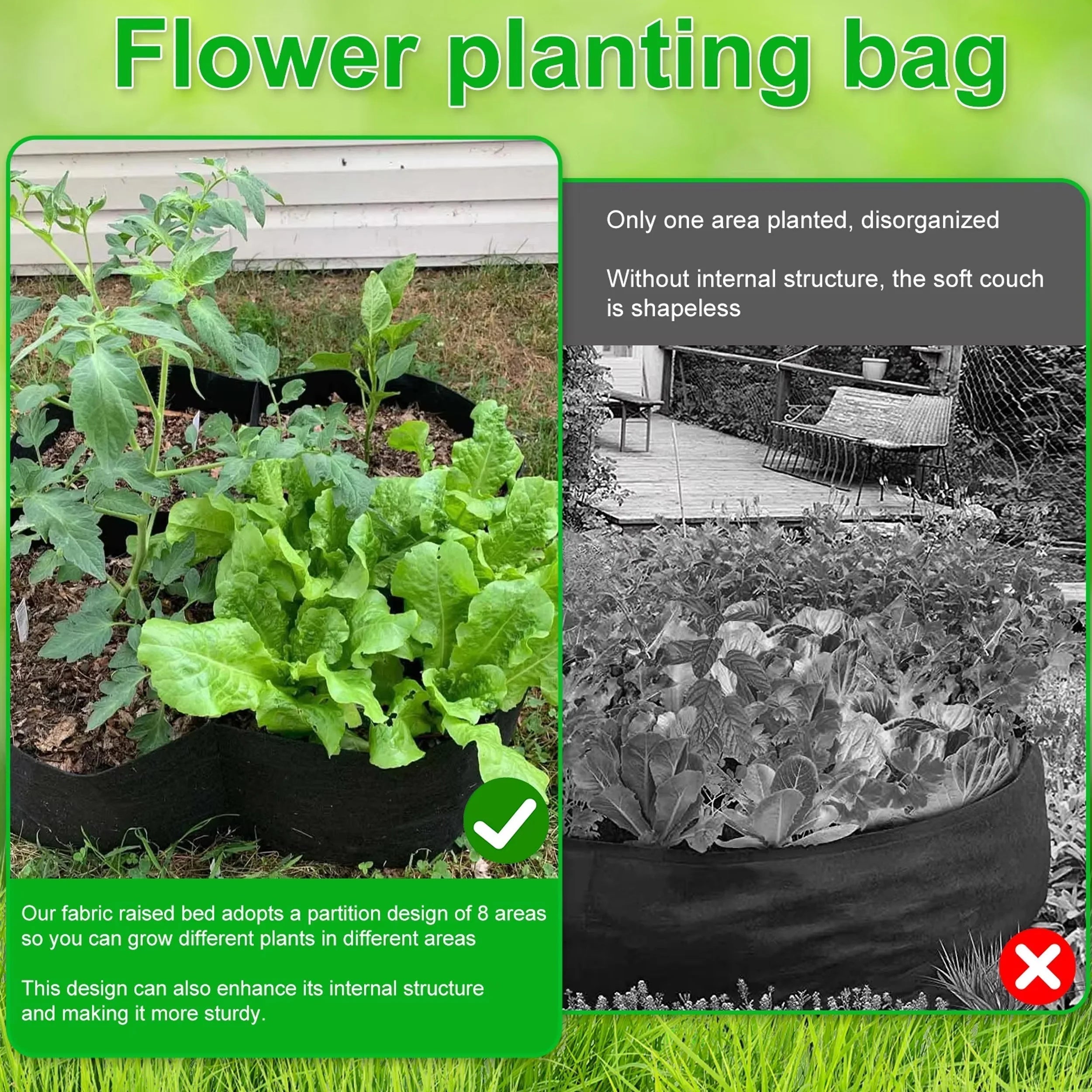 Jardinière Multi-Poches en Tissu Respirant pour Herbes et Légumes