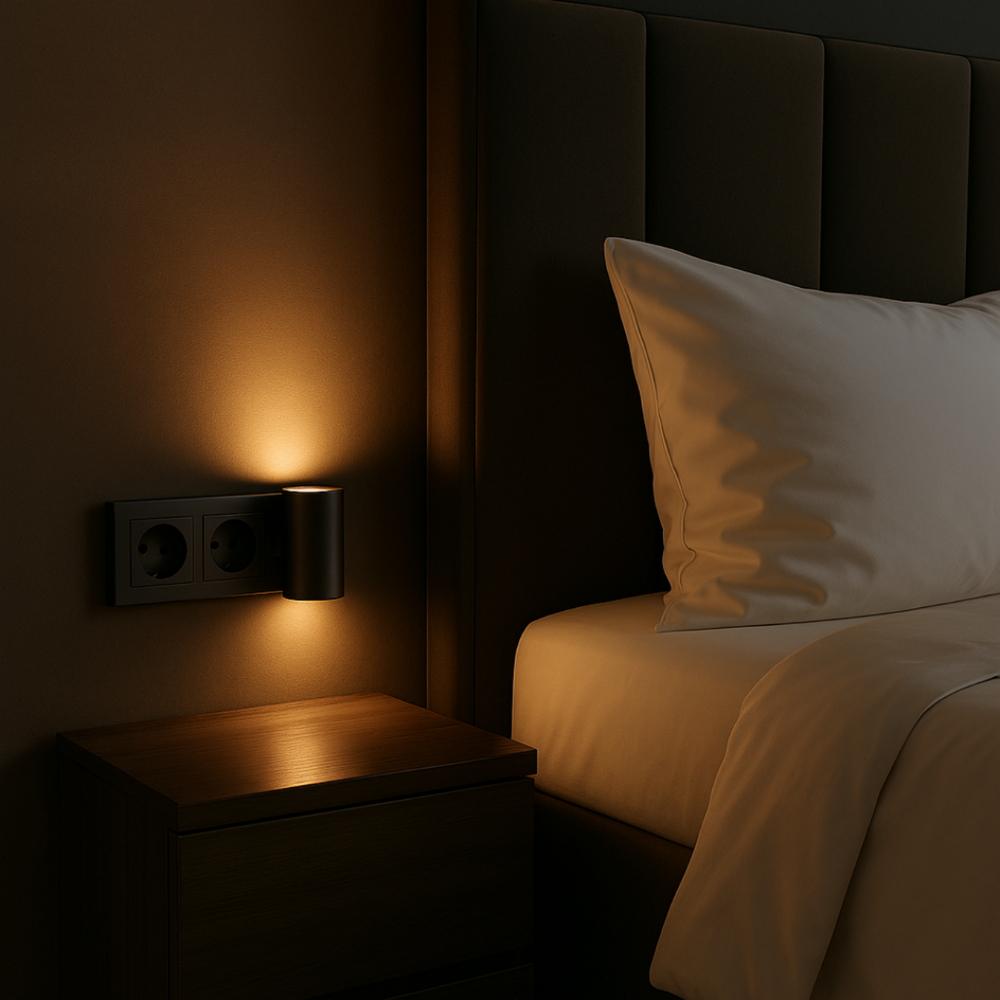 Veilleuse LED Dimmable à Prise Directe – Blanc Chaud avec Variateur