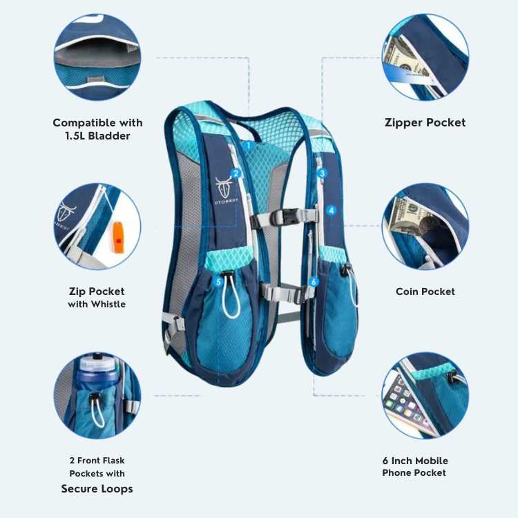 Veste d'hydratation ultra-légère pour course et vélo sans rebond