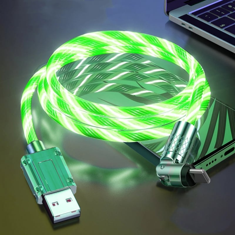 Câble USB Rotatif 540° avec Éclairage LED pour Charge Rapide