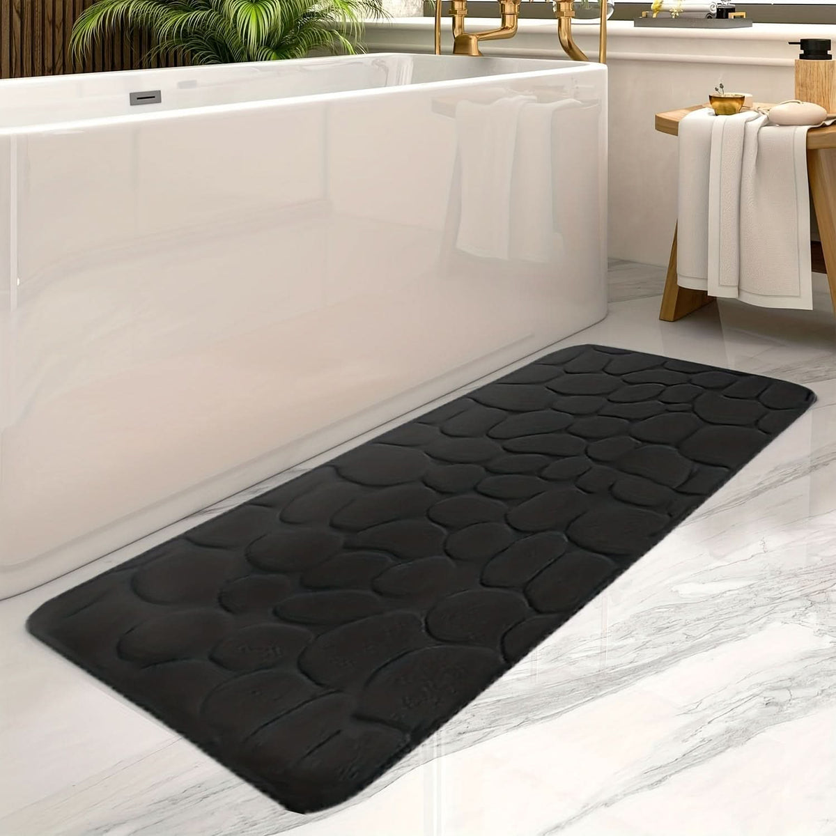 Grand tapis de bain lavable en machine – doux et antidérapant