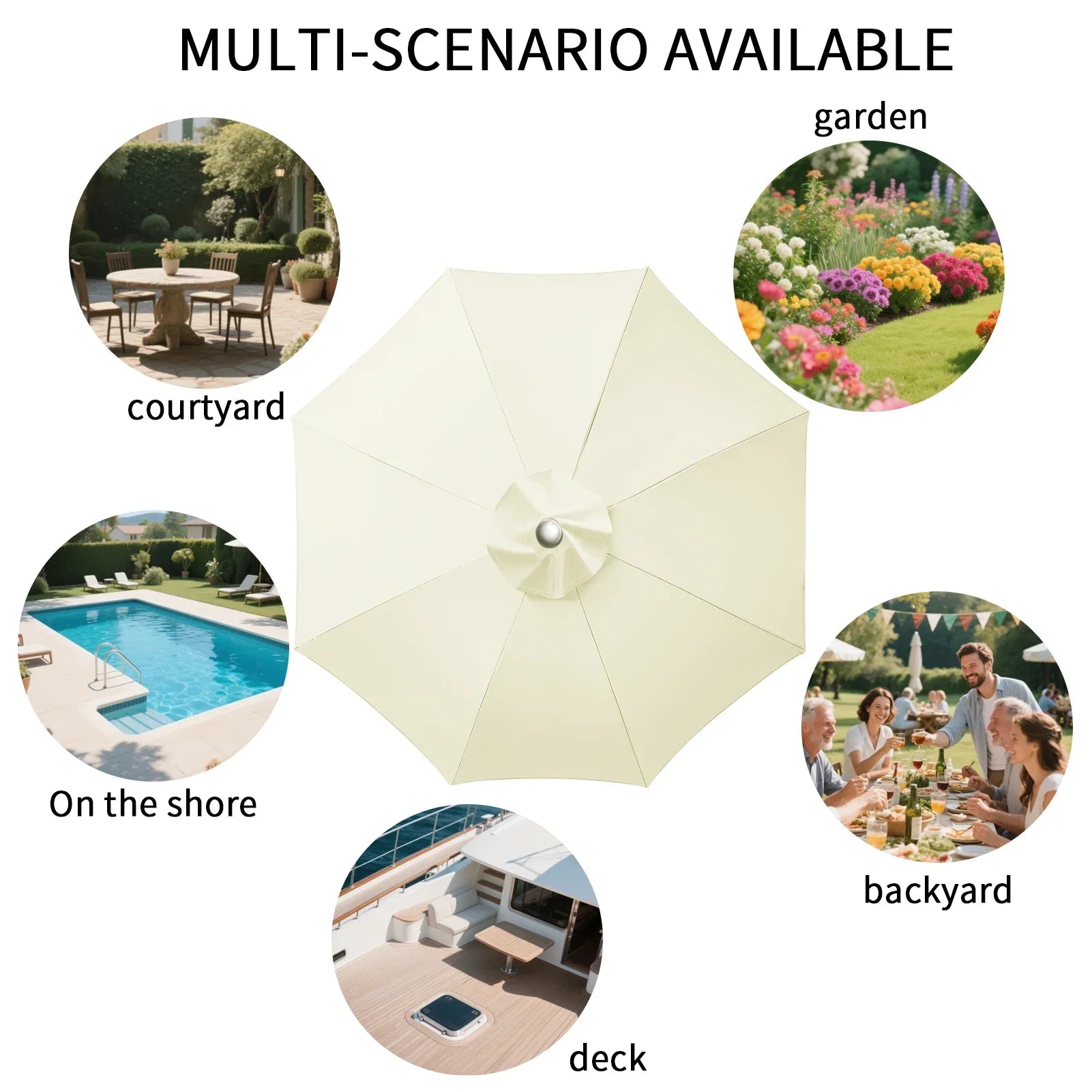 Housse de Parasol Imperméable avec Ventilation pour Jardin et Terrasse