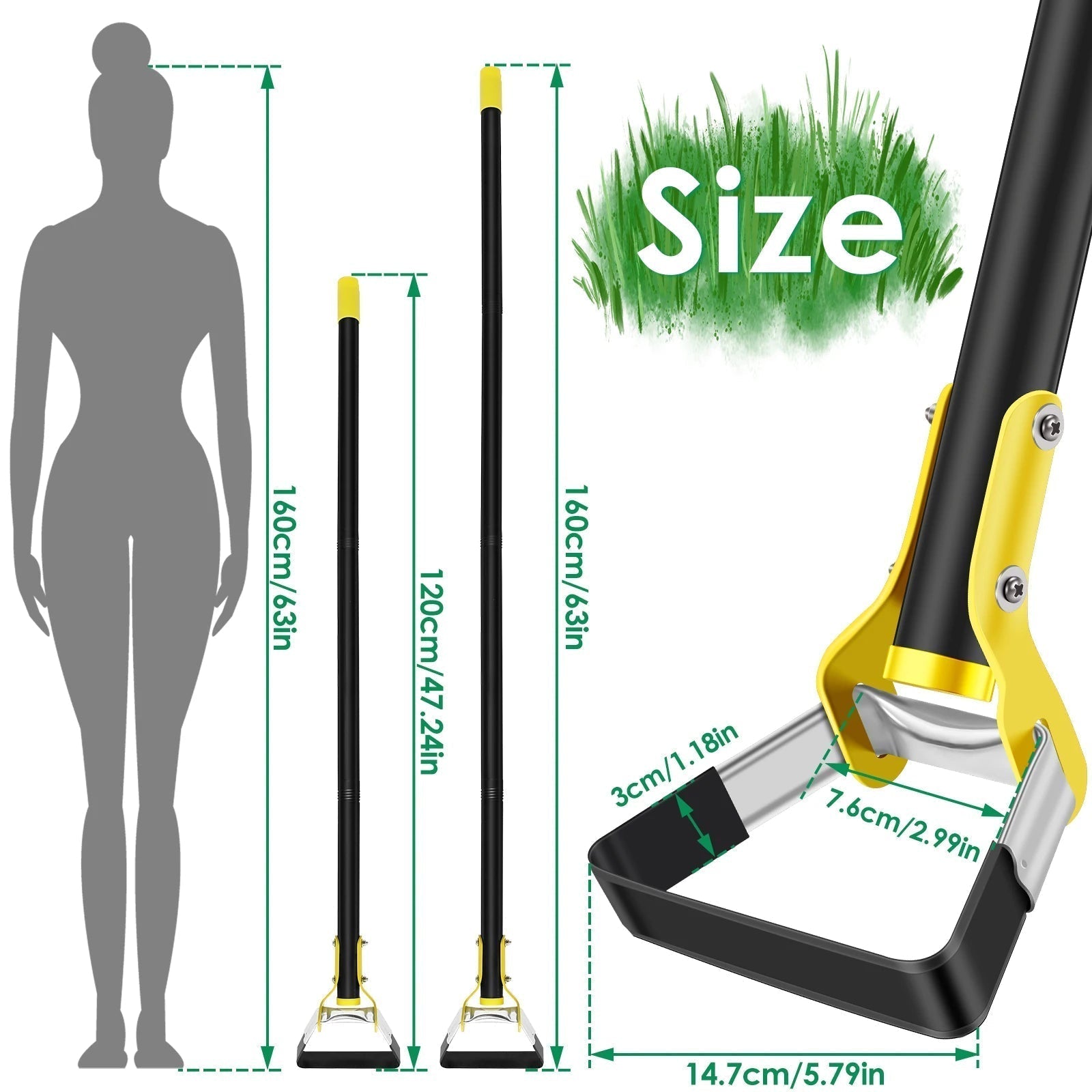 Binette de jardin ergonomique à long manche pour désherbage debout