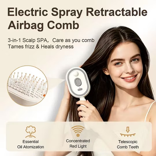 Brosse de massage électrique à vaporisation pour cheveux
