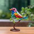 Sculpture d'oiseau en verre coloré – décoration élégante faite à la main