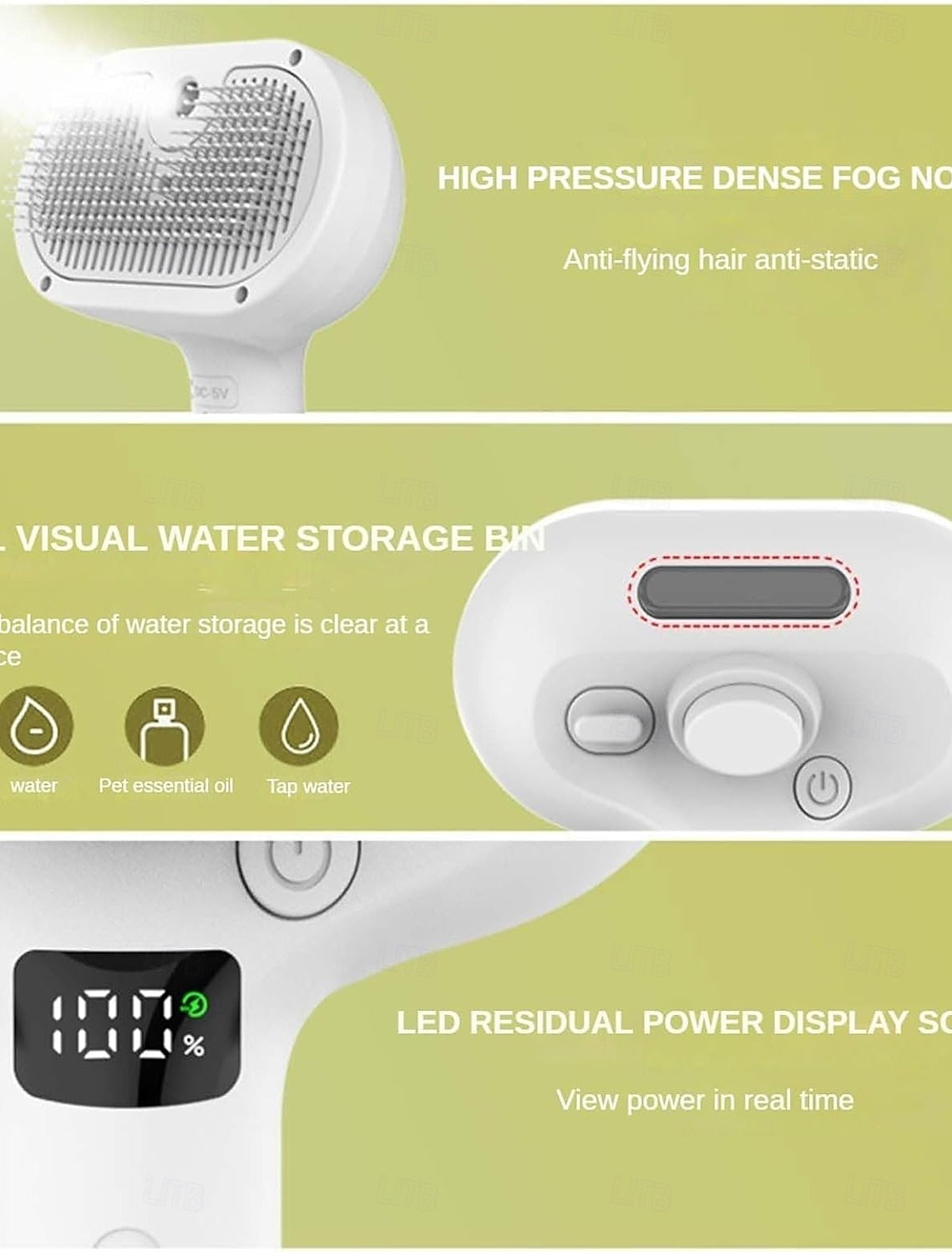 Brosse pour chien et chat avec spray brumisateur intégré