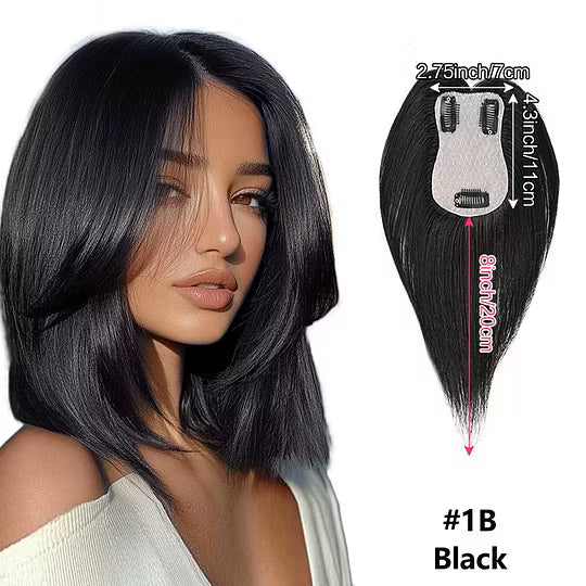 Topper Capillaire Clip-In en Cheveux Naturels Remy pour Volume Instantané