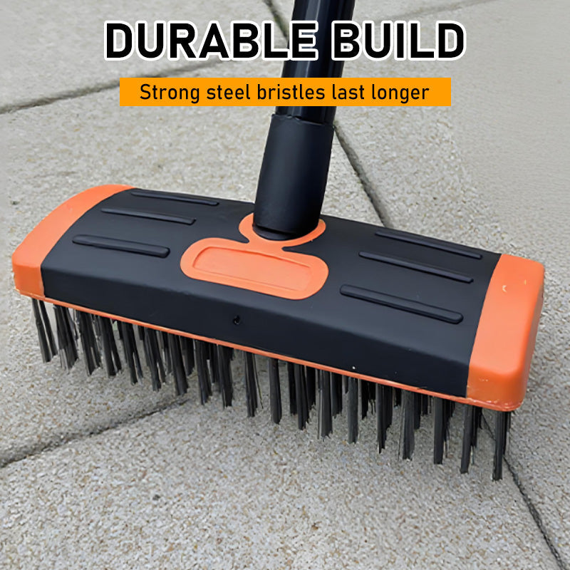 Brosse de Désherbage 3-en-1 avec Manche Réglable pour Terrasse et Joints