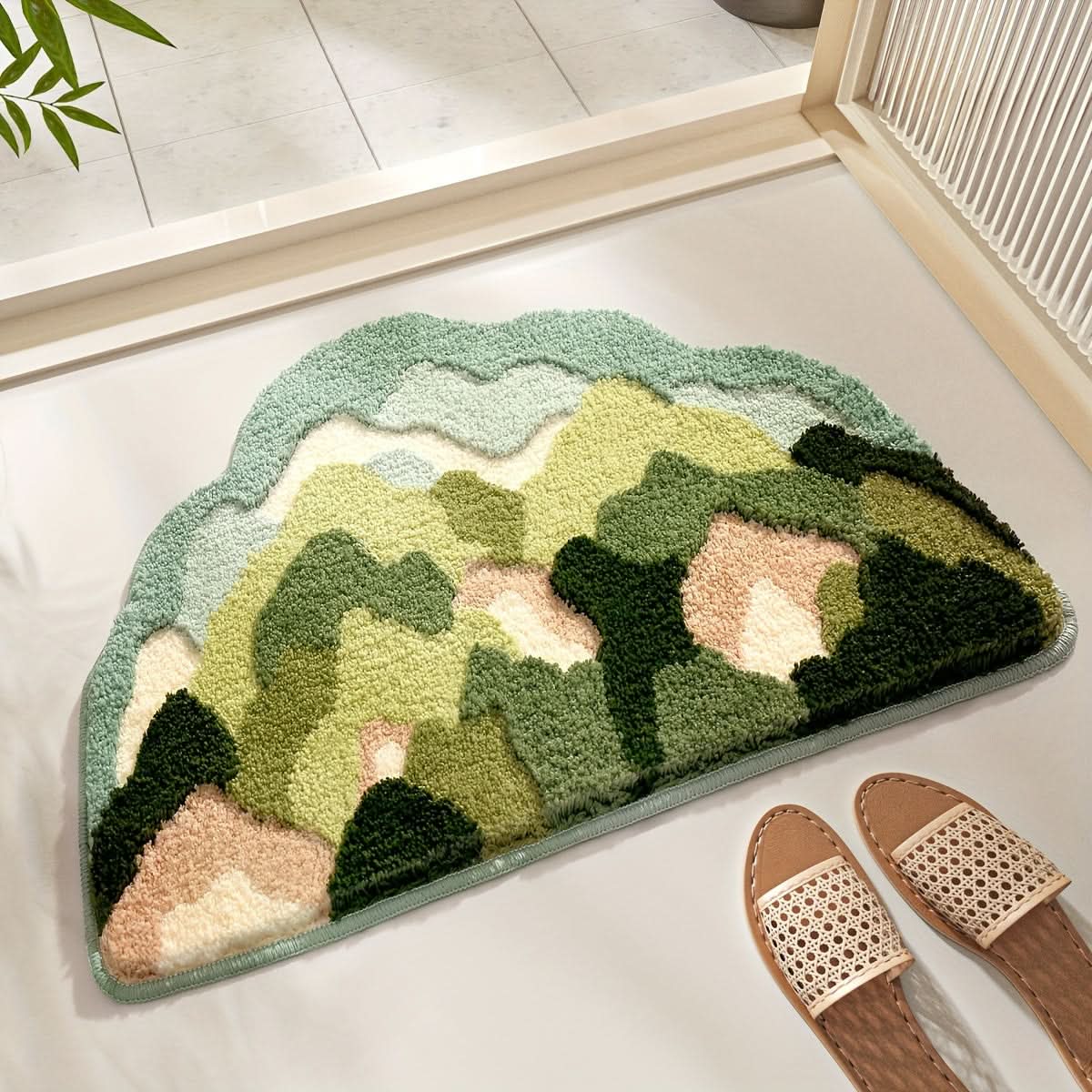 Tapis de bain absorbant à motif floral – antidérapant & doux