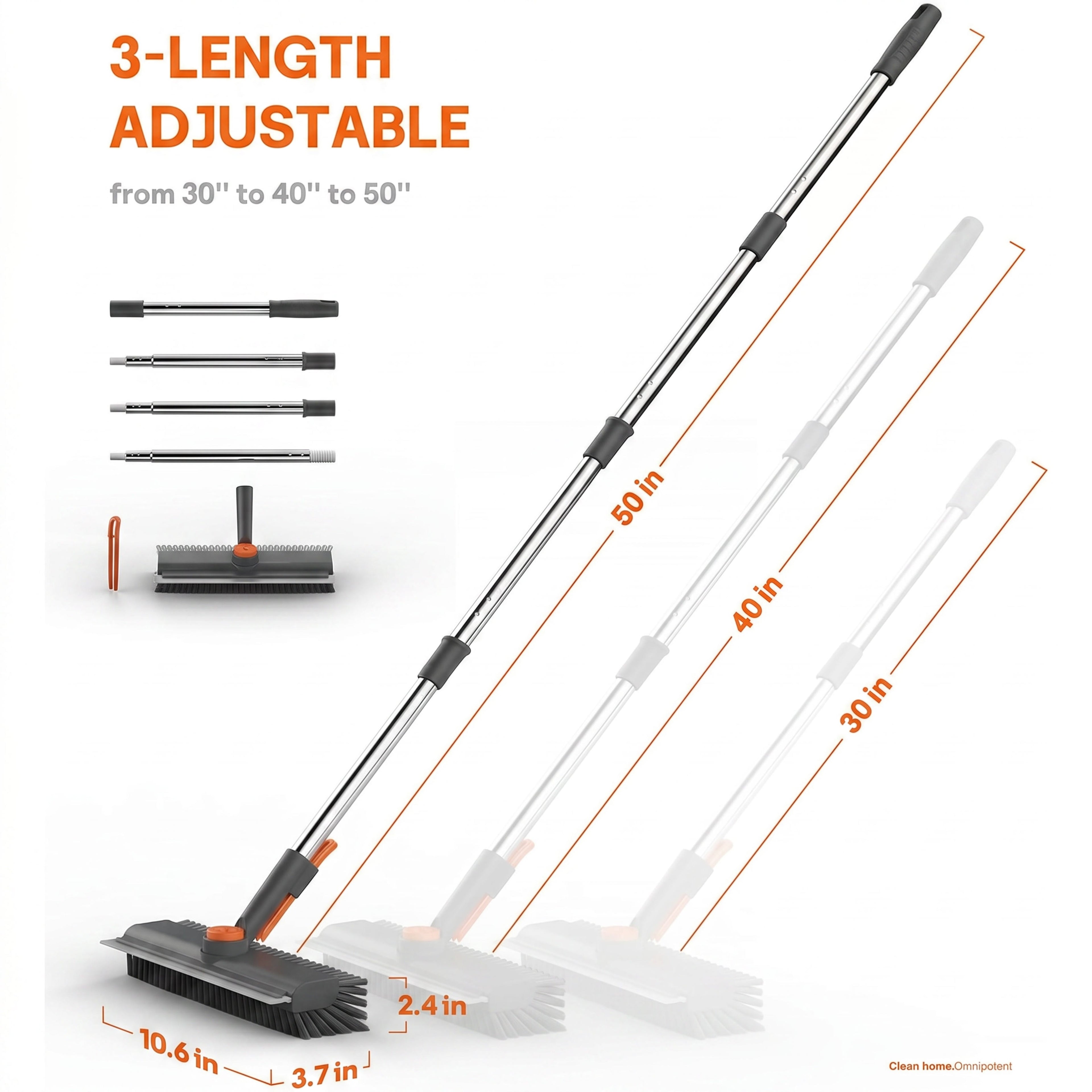 Brosse de Sol Rotative 360° avec Manche Ergonomique pour Carrelage et Joints