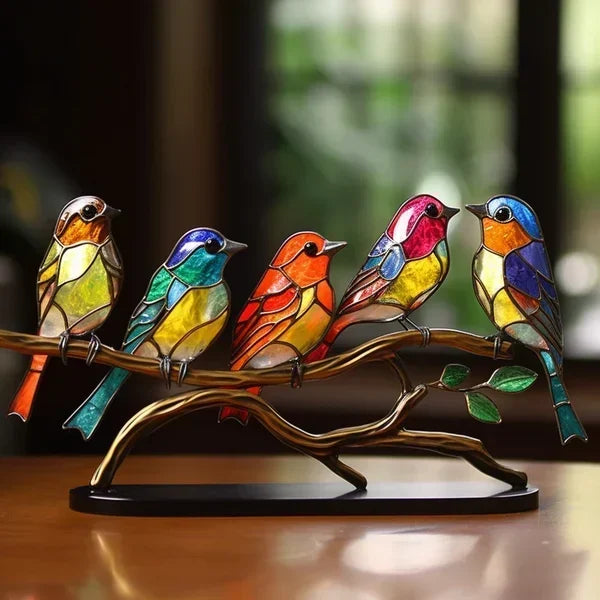 Sculpture d'oiseau en verre coloré – décoration élégante faite à la main