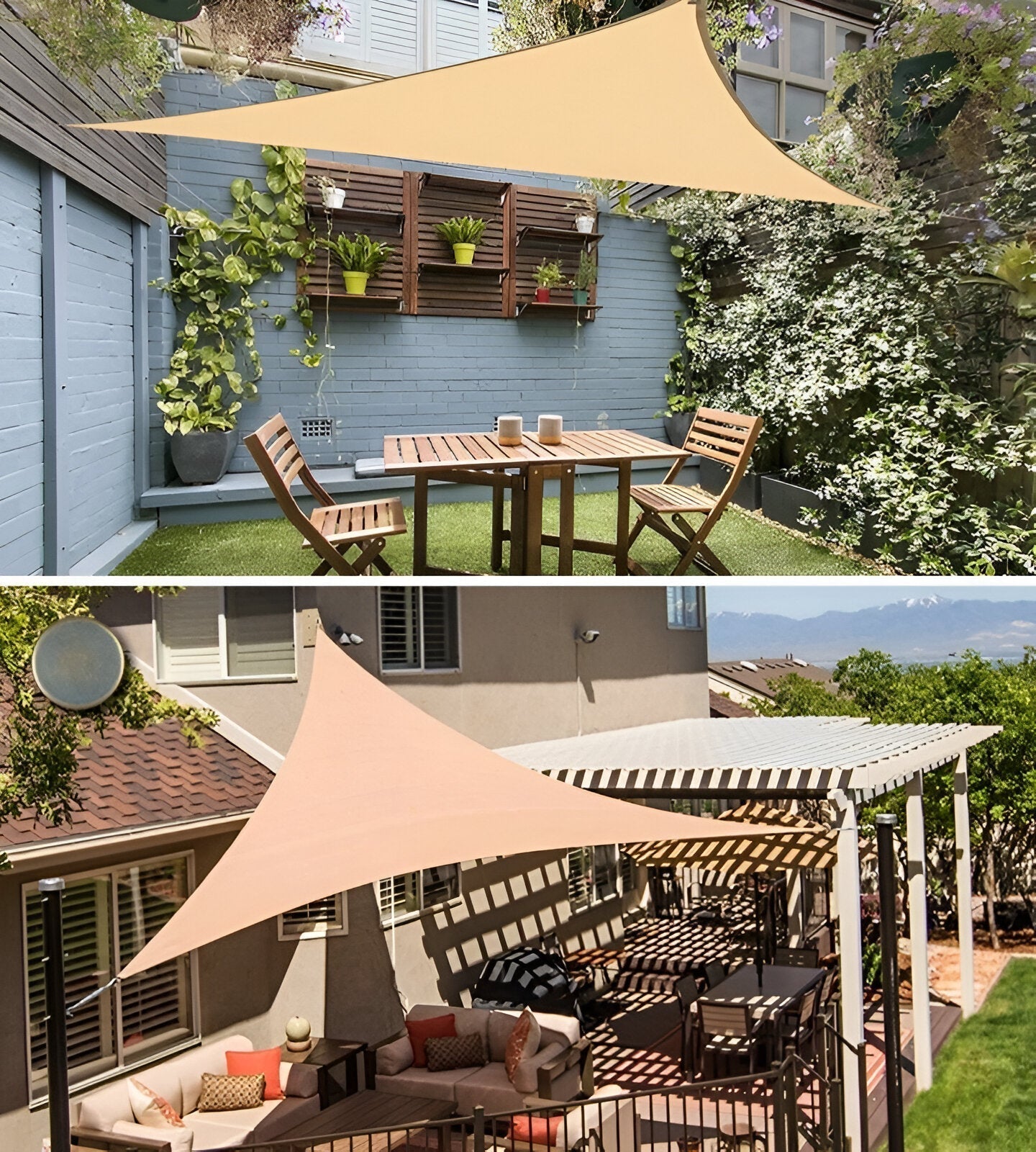 Voile d'Ombrage Triangulaire Anti-UV en Polyester pour Jardin et Terrasse