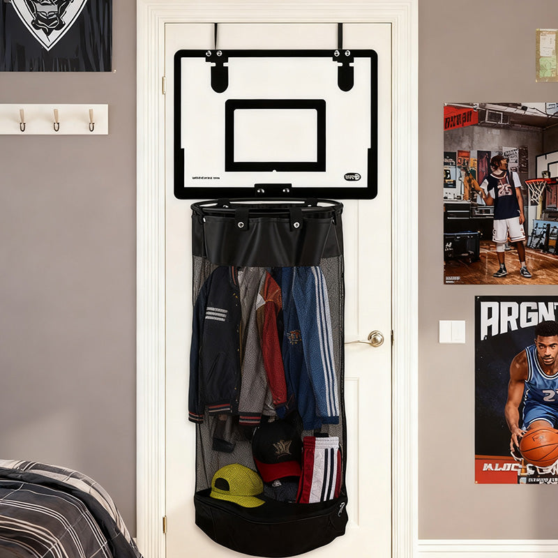 Panier à Linge Basketball Mural avec Filet Mesh pour Chambre Enfant