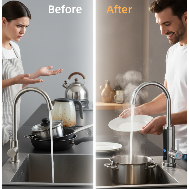 Robinet de cuisine avec eau chaude instantanée et affichage LED de la température