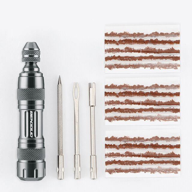 Kit de Réparation de Pneu Crevaison – Outil Compact avec Mèches et Poignée