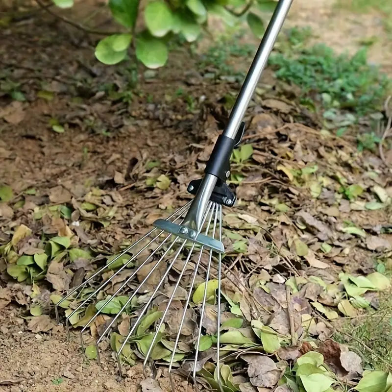 Râteau Télescopique Ergonomique Réglable pour Jardin et Pelouse