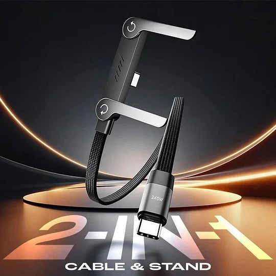Câble USB-C Charge Rapide 240W avec Support Téléphone Intégré
