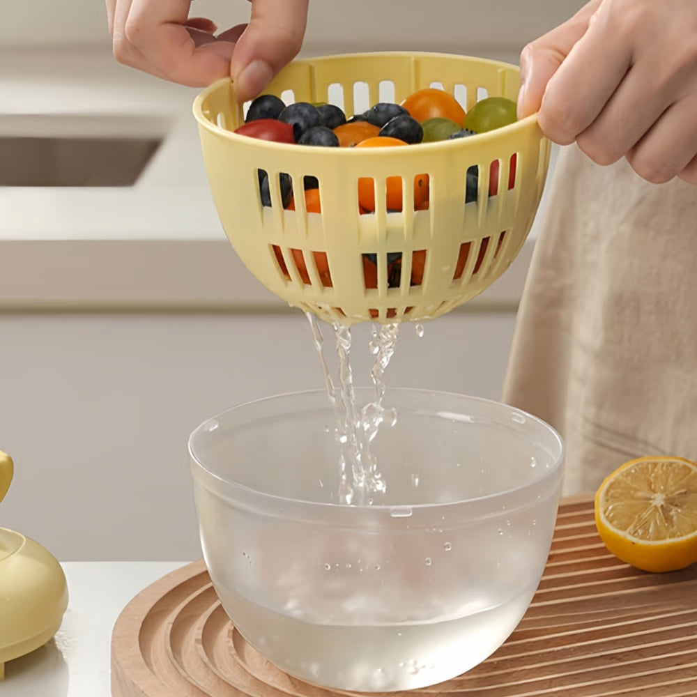 SpinFresh™ – Essoreuse manuelle pour fruits et légumes avec récipient amovible [50% de réduction]